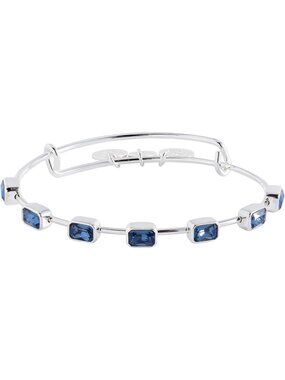 September Birthstone Bangle Shiny Silver Birthstone Emerald Cut Bangle Bracelet
